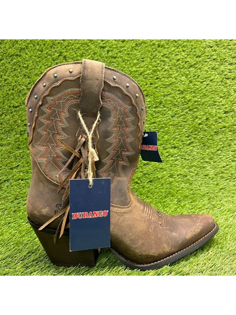 Durango Crush Womens Size 10 Brown Cowgirl Western Snip Toe Zip Up Fashion Boots